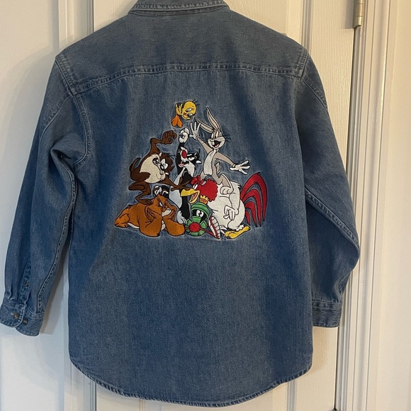 Vintage Warner Bros. Blue Denim Heavy Denim Shirts Looneys Kids xlg